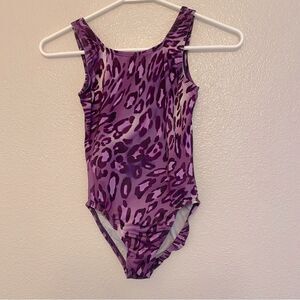Satara Leos gymnastics tank practice Leotard purple animal, print child 8-10